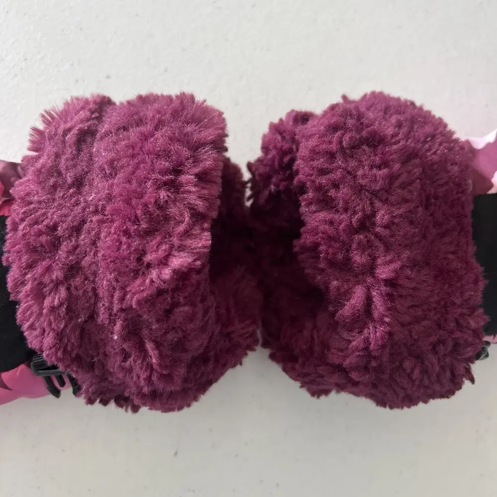 The North Face Girls Mossbud Swirl Mittens Floral Size XL Faux Fur Pink Lined